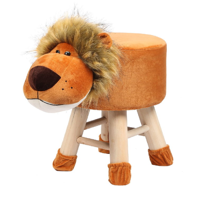 Childrens/Childs/Kids Wooden Stool Lion 